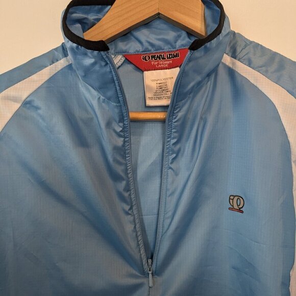 Pearl Izumi Jacket Women's Size Large Blue White Cycling Rip Stop Long Sleeve - Picture 8 of 16